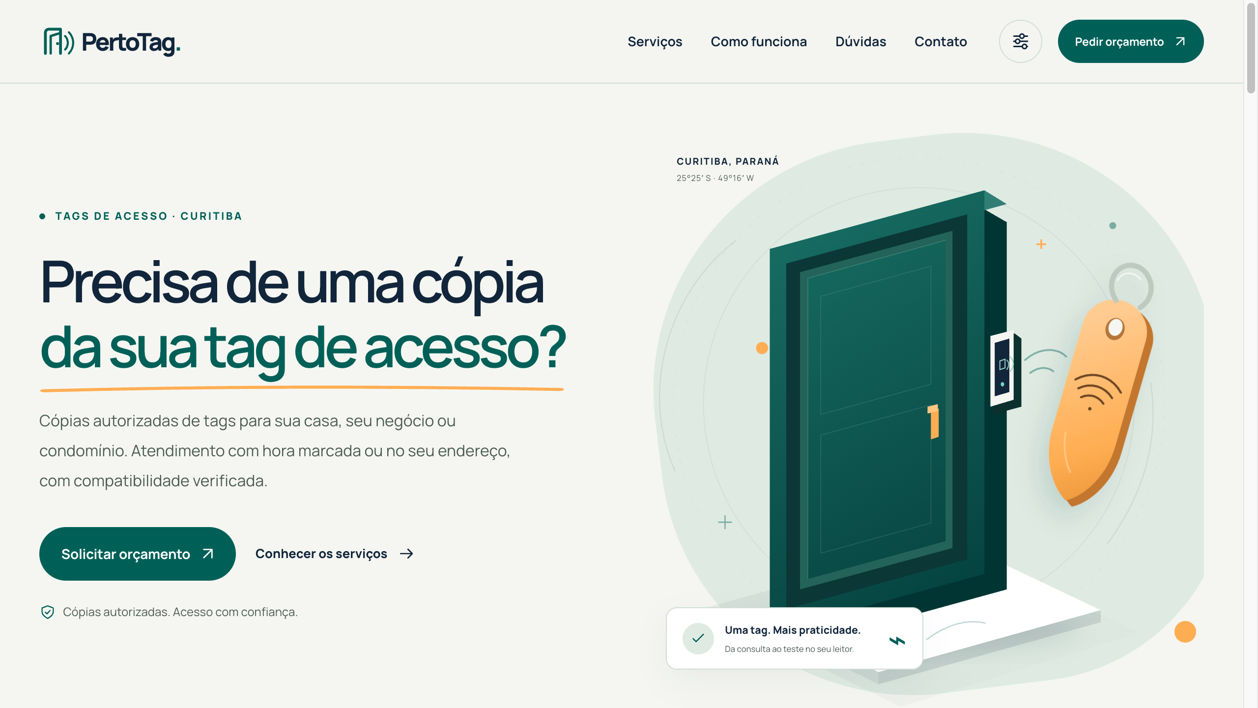 Captura actual de la web PertoTag en desarrollo